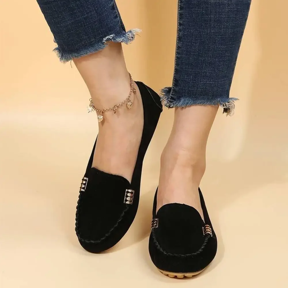 Black Loafer Womens Size 9 Faux Suede Fashion Slippers Bohemian Style